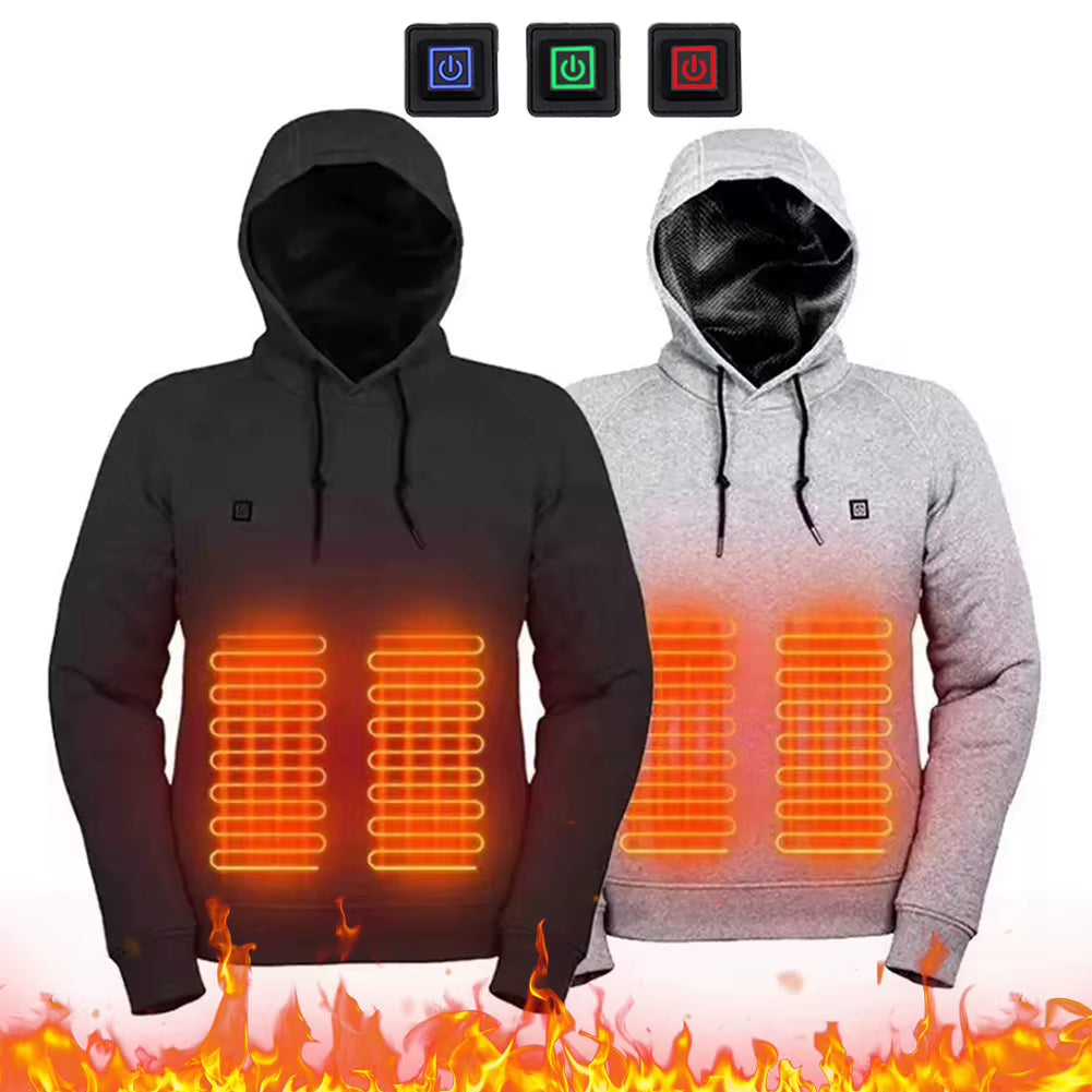 Stay Warm and Stylish This Winter with Our Unisex Heated Hoodies - USB Rechargeable, 5 Heating Zones for Ultimate Comfort!