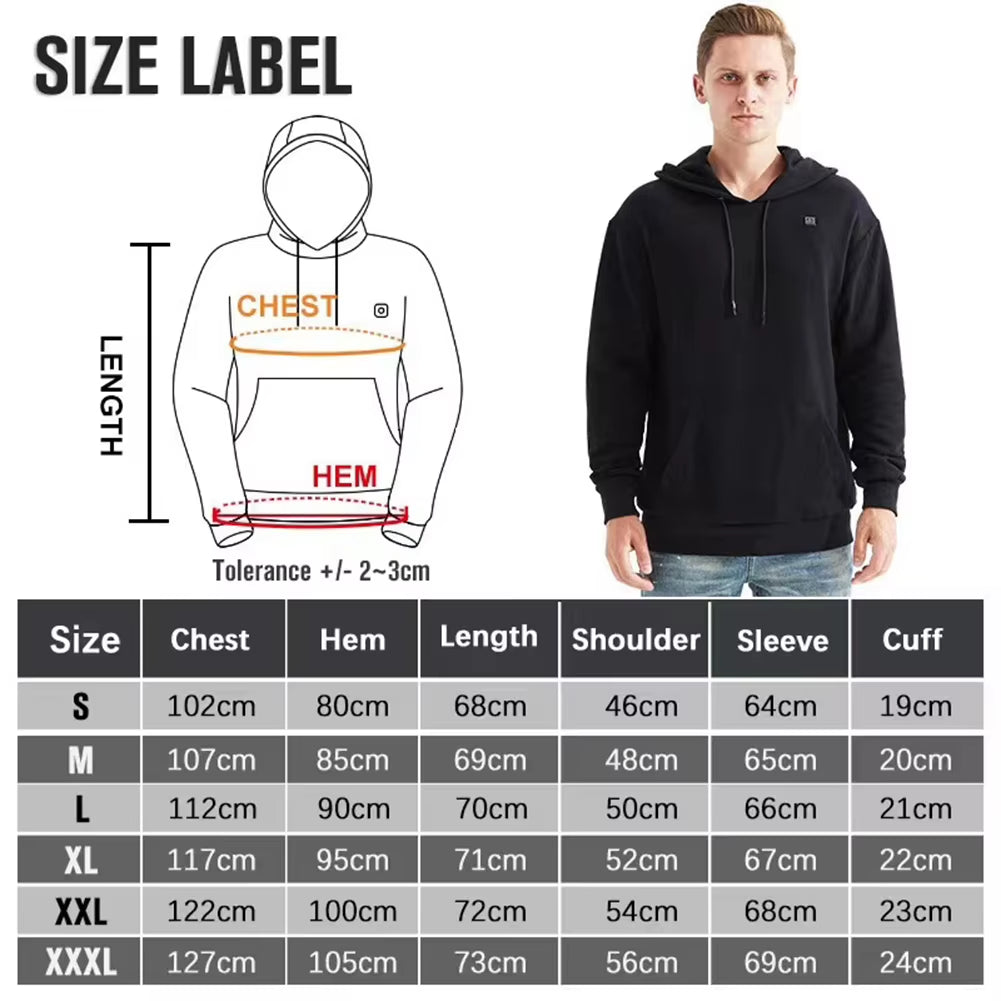 Stay Warm and Stylish This Winter with Our Unisex Heated Hoodies - USB Rechargeable, 5 Heating Zones for Ultimate Comfort!